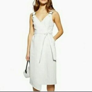 Topshop Buckle Wrap Denim Knee Length Dress 8